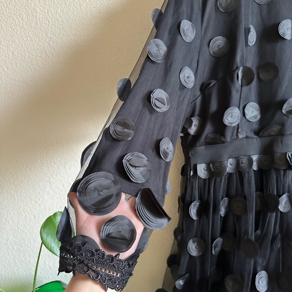 Dainty Jewells Black Polka Dot Applique Midi Dress - Picture 15 of 15